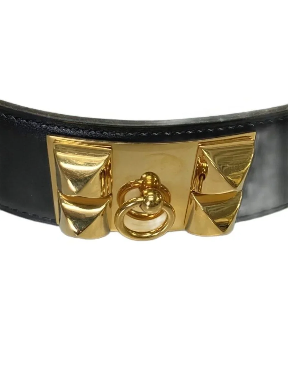 Hermes Archive Vintage Collier de Chien Belt Leather 65 Black